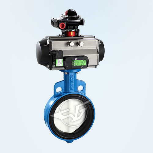 Pneumatic interfacing fluorine butterfly valve