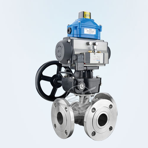 Pneumatic three-way ball valve 